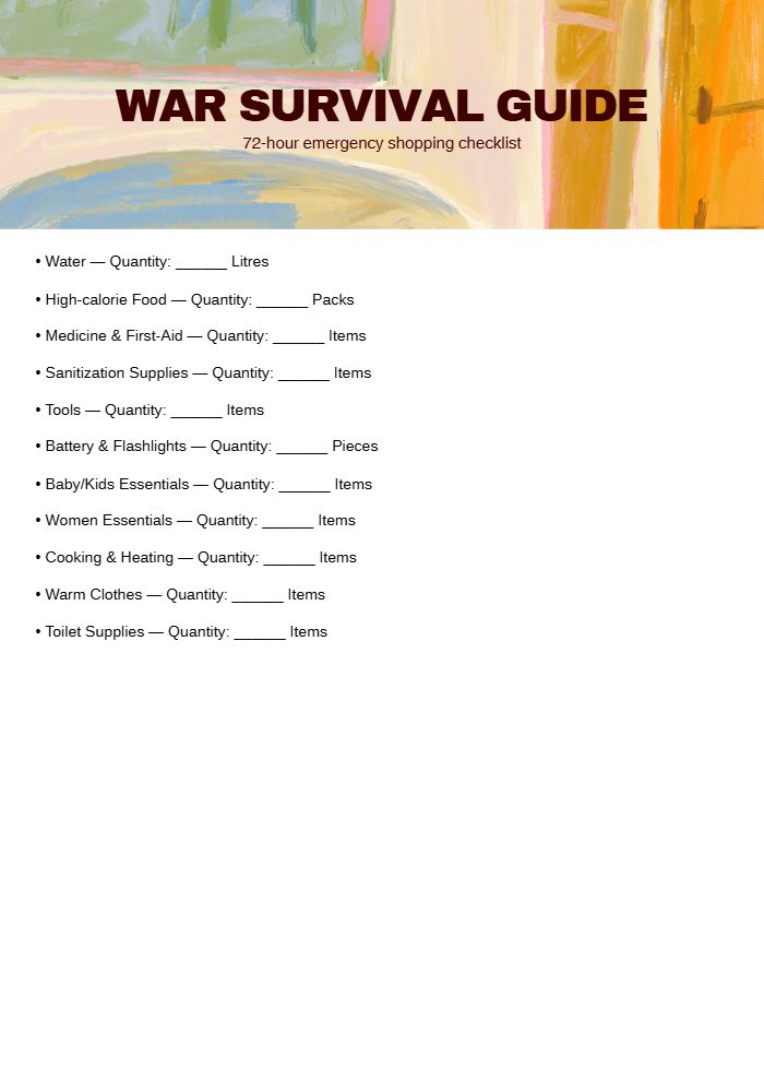 72-Hour Emergency Shopping Checklist preview