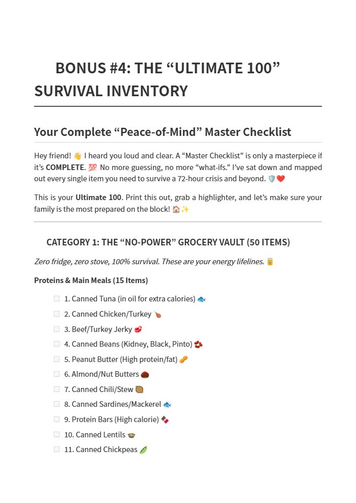 Bonus: The "Ultimate 100" Survival Inventory preview
